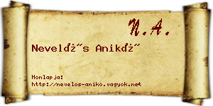 Nevelős Anikó névjegykártya